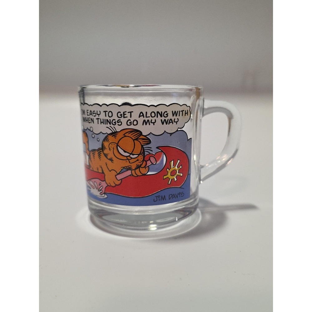 Vintage‎ McDonalds Garfield Glass Mug Coffee Cup 1978 Jim Davis Canoe
